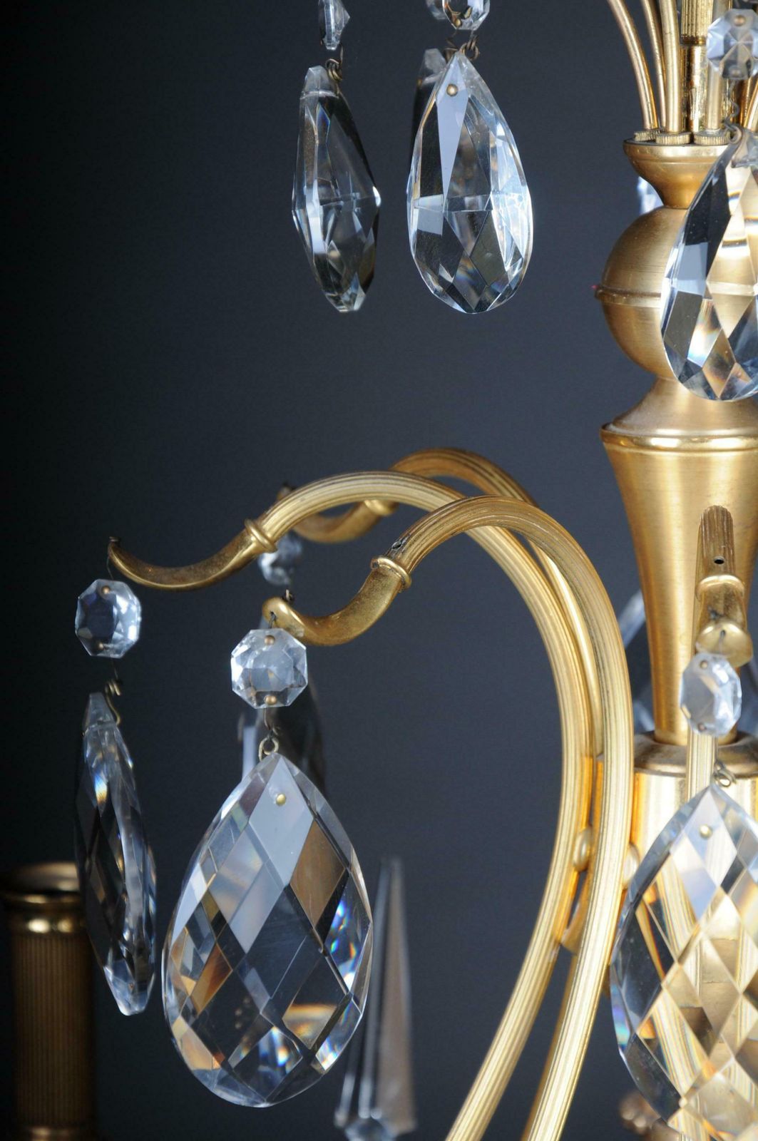 20th Century Large Gold Plated Brass Chandelier / Chandelier photo vintage