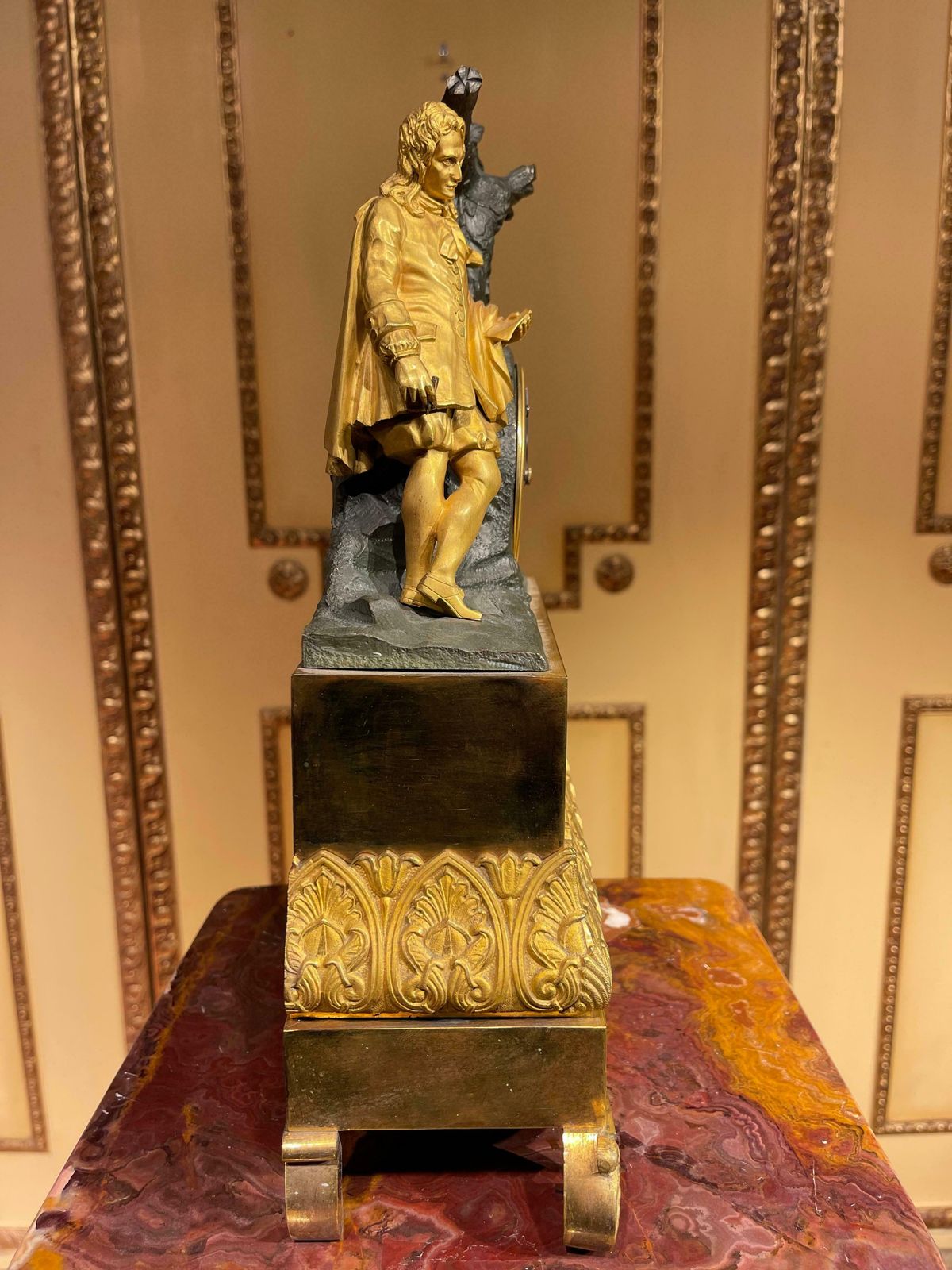 Antique Mantel Clock From Around 1850, France, Fire Gilded photo for sale
