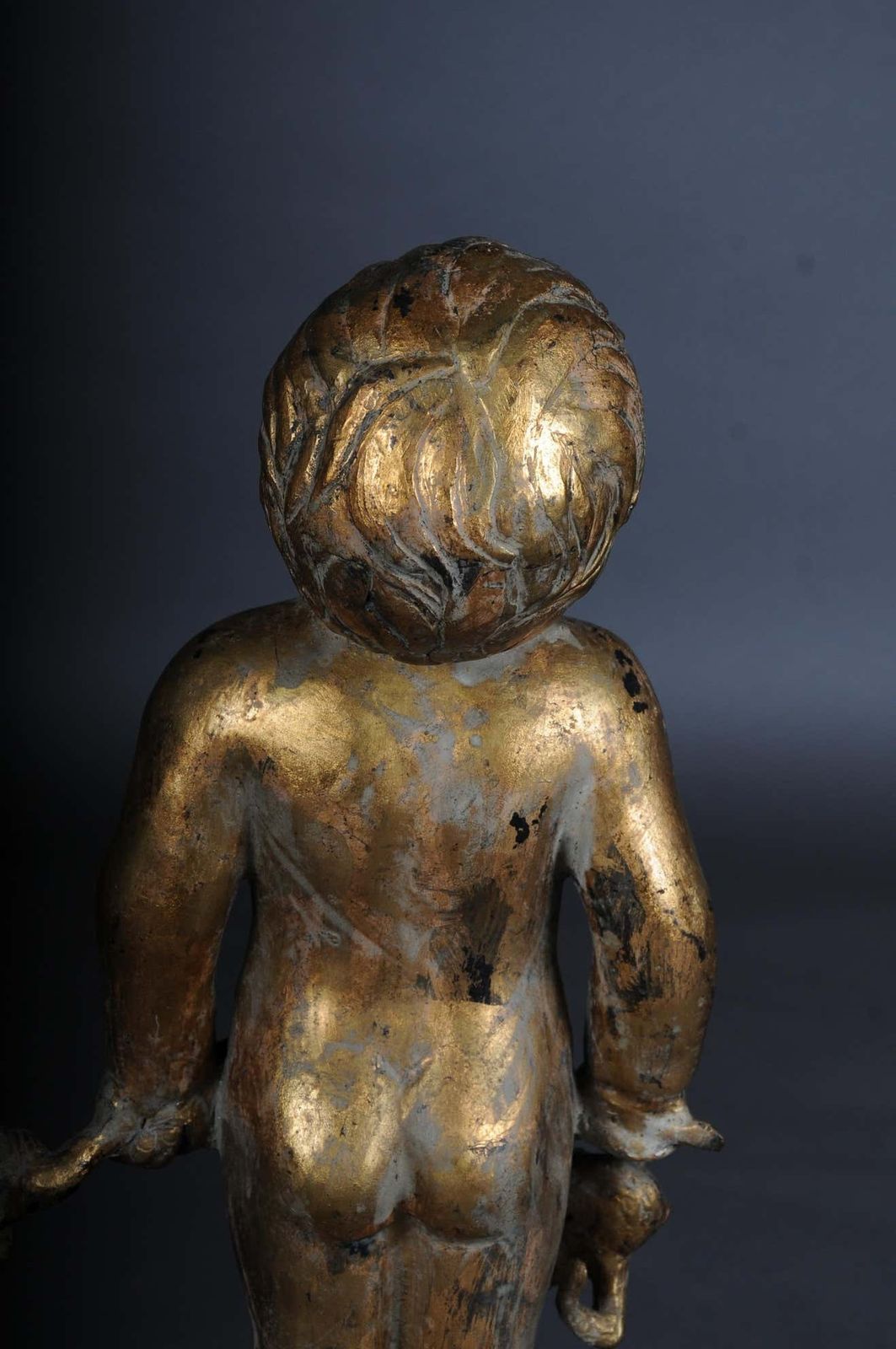 photo vinterior 20th Century Unique Sculpture Of A Putto With Frogs, Gold