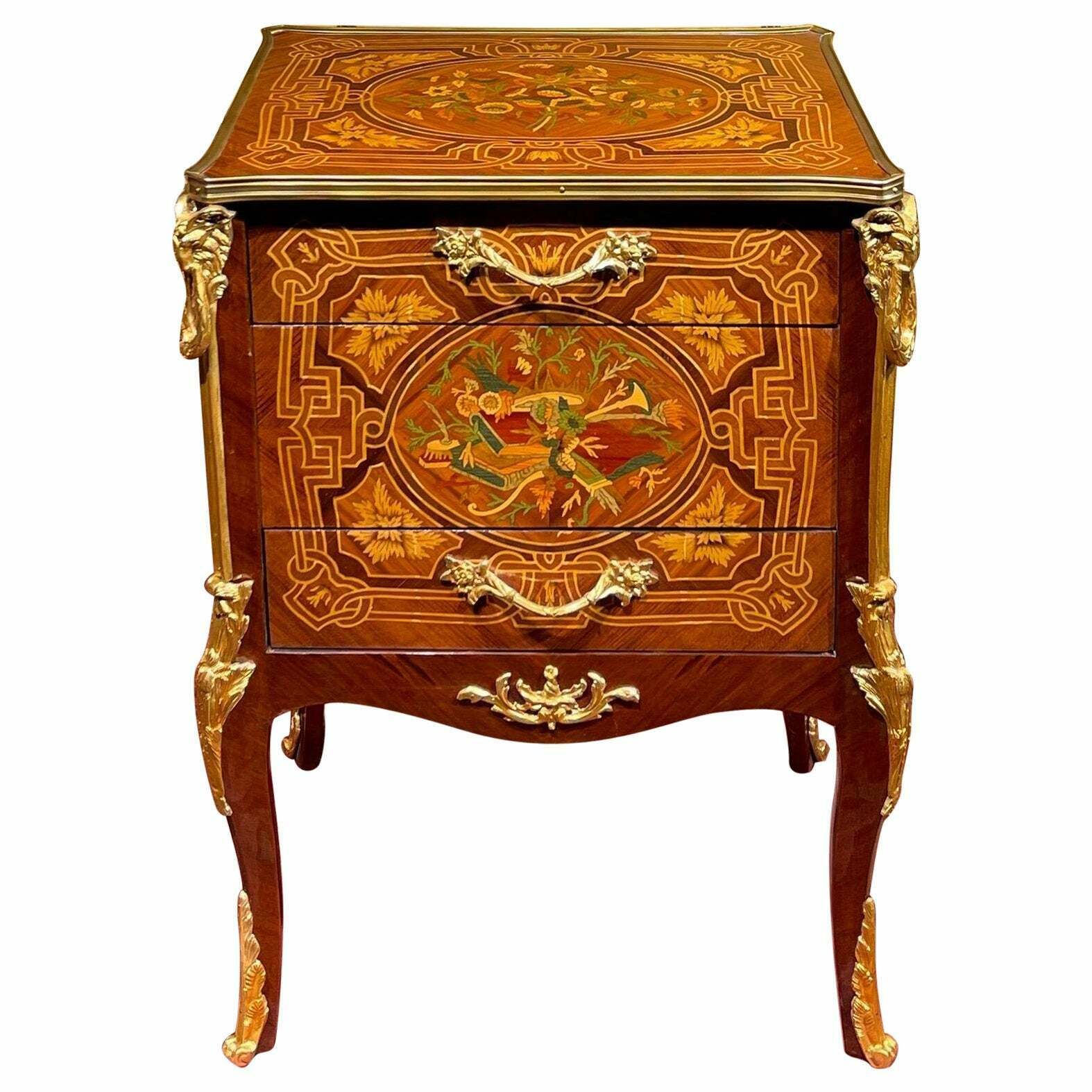 20th Century Side Table Chest Of Drawers Napoleon III Marquetry