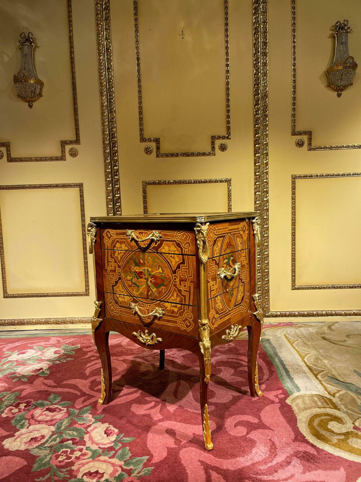 20th Century Side Table Chest Of Drawers Napoleon III Marquetry photo Furniture