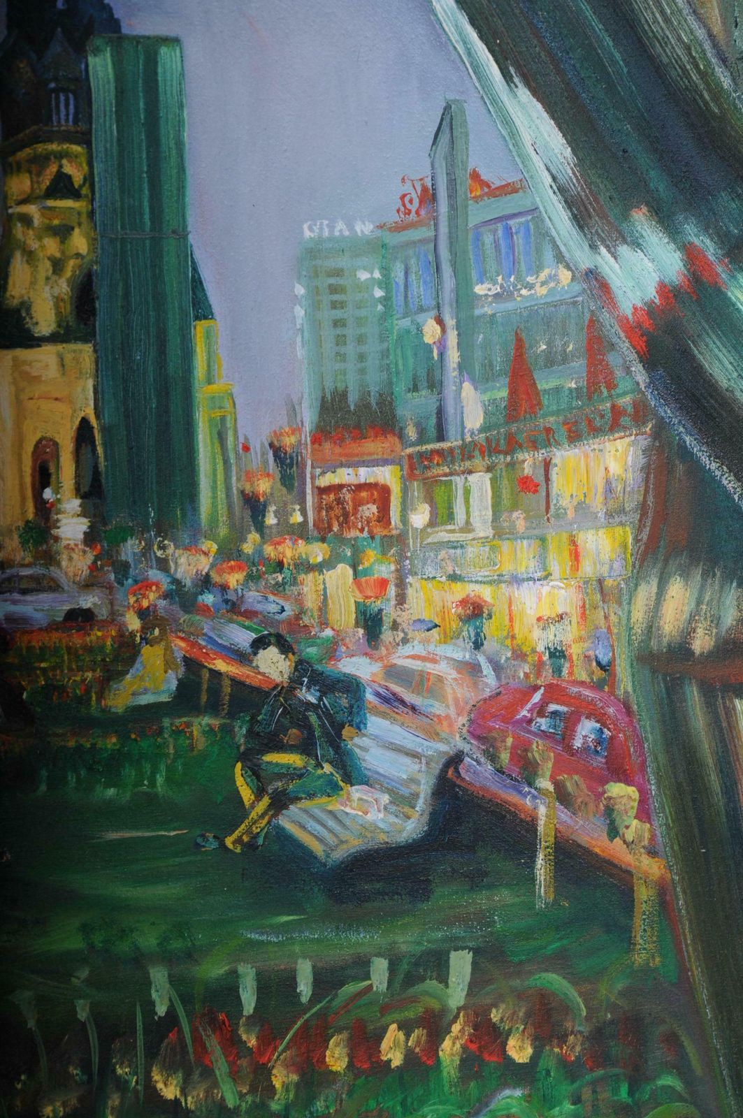 photo for sale Painting Berlin City West View Kudamm / Kurfürstendamm Sign. A. Zaher