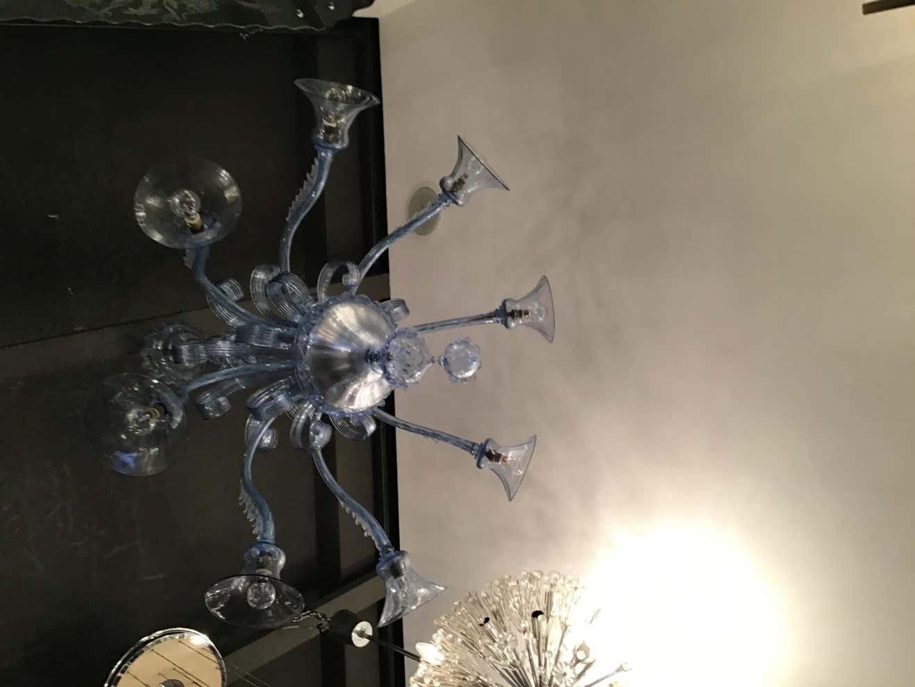 Venini Chandelier 8 Lights Murano Glass 1940 Italy photo 10791.0