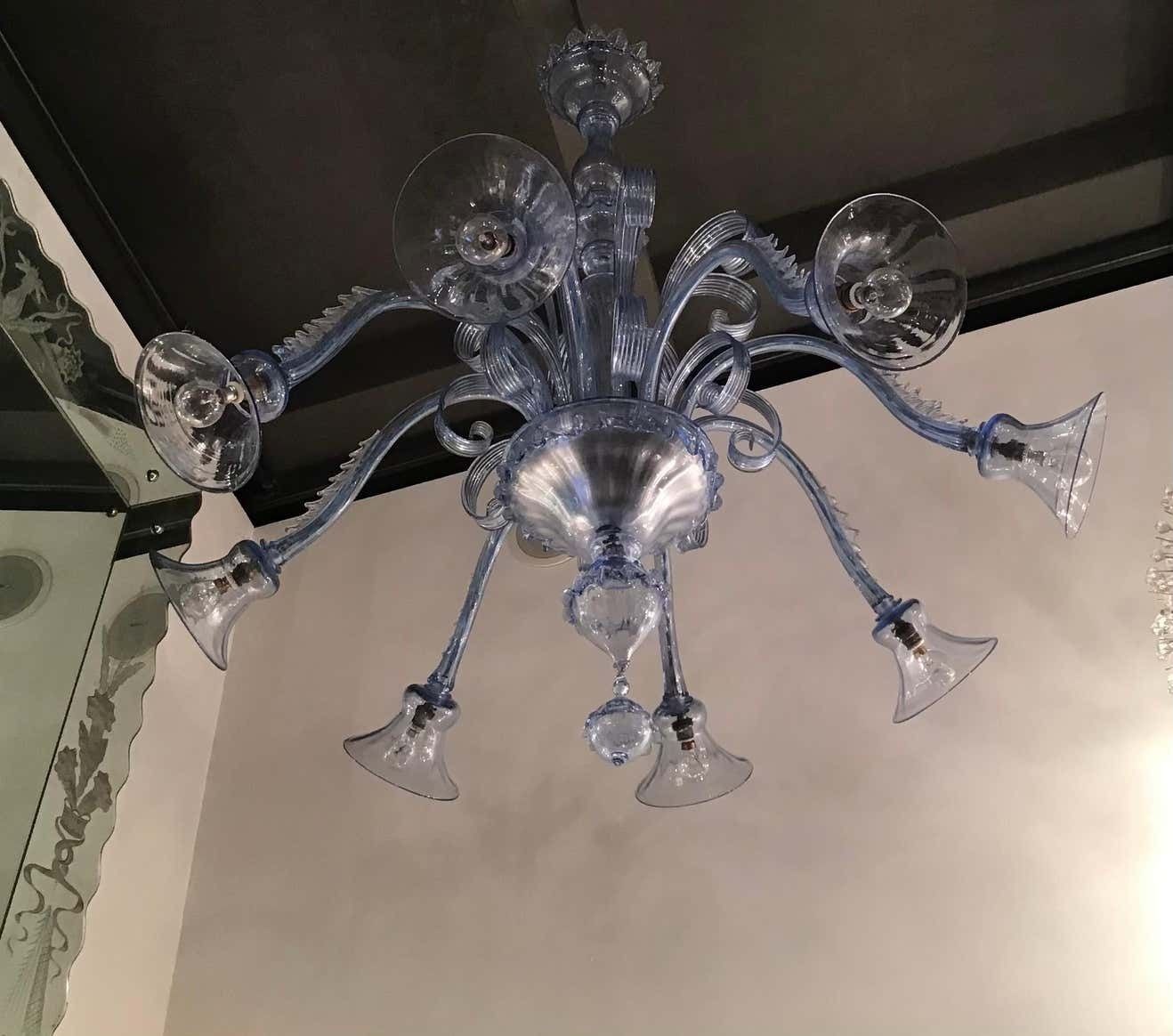 Venini Chandelier 8 Lights Murano Glass 1940 Italy photo buy