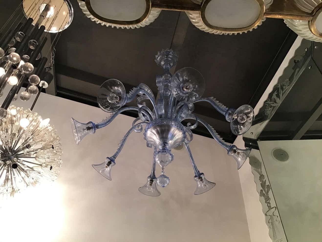 photo furniture Venini Chandelier 8 Lights Murano Glass 1940 Italy