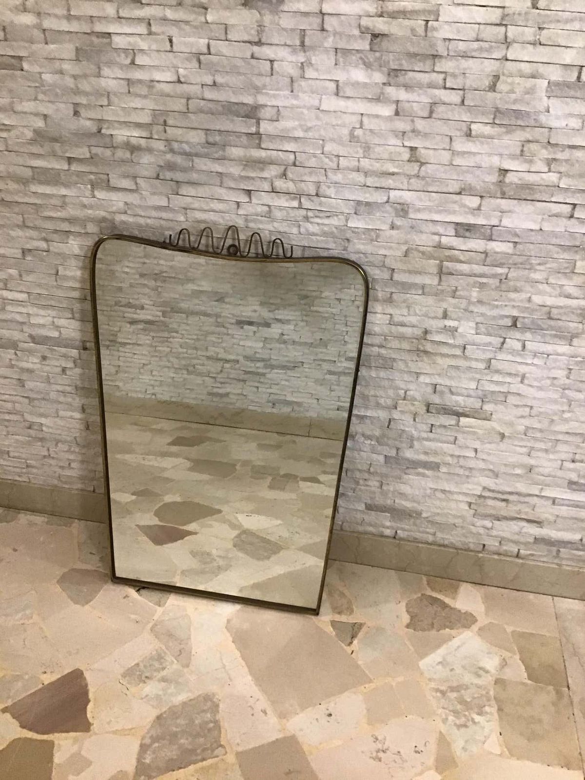 photo furniture Gio’ Ponti Fontana Arte Mirror Brass Wood Glass 1950 Italy