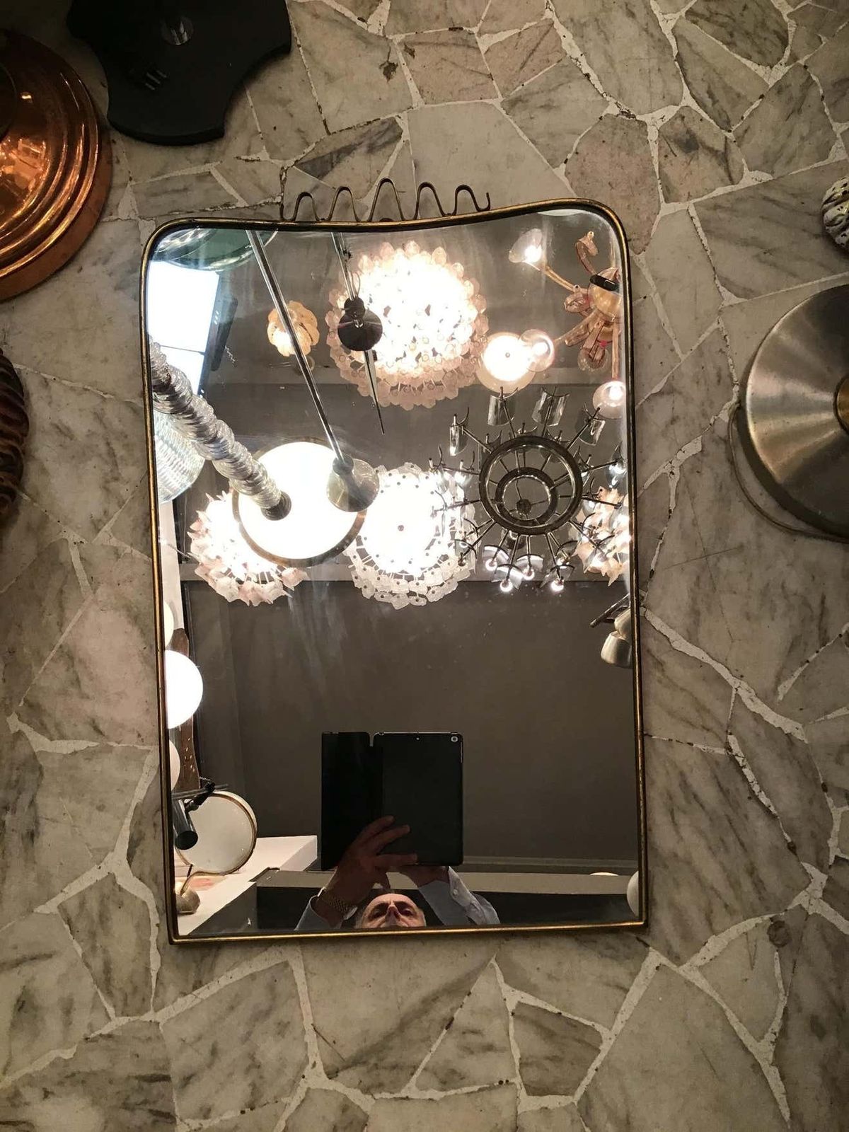 4496.0 Gio’ Ponti Fontana Arte Mirror Brass Wood Glass 1950 Italy photo