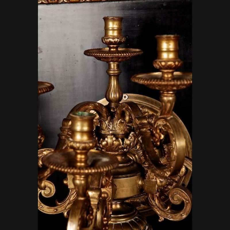 19th Century Louis XIV Style Bronze Pair Of Wall Lights photo 3763.0