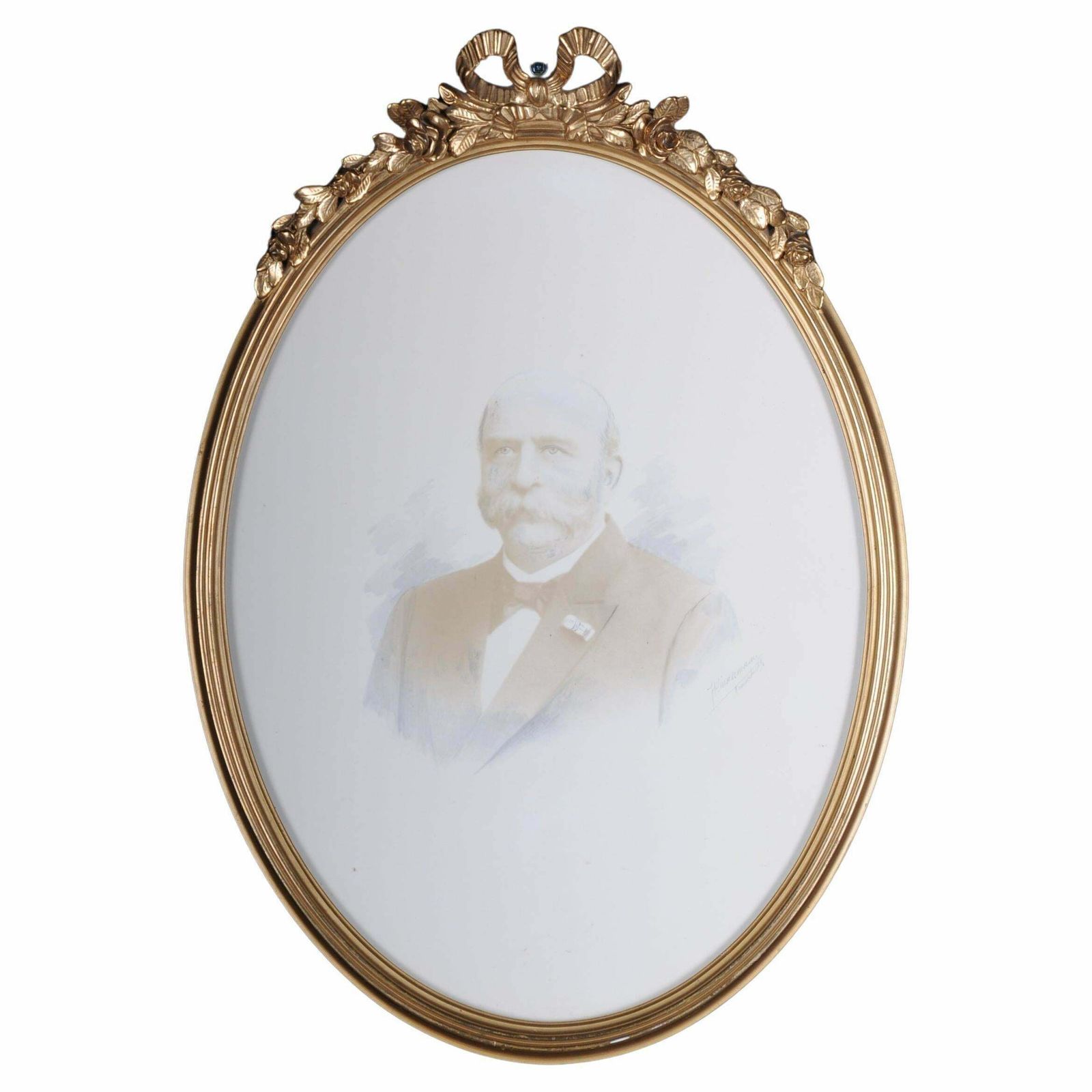 20th Century French Louis XVI Picture Frame, Gold, Oval
