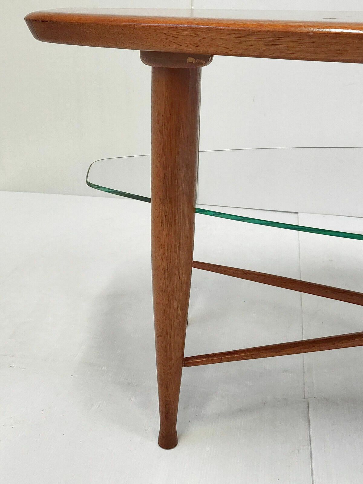 Meubels Scandinavische Salontafel 1960 Vintage Dubbel Blad Teak & Glas 60s 1960s photo