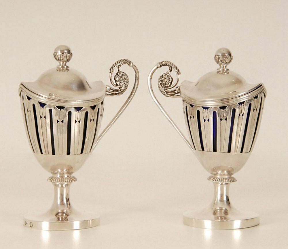 Early 19th Century Sterling Silver French 1st Empire Napoleonic Mustard Pots, Set Of 2 photo for sale