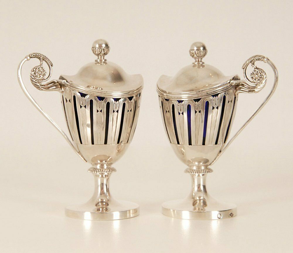 Early 19th Century Sterling Silver French 1st Empire Napoleonic Mustard Pots, Set Of 2 photo 2649.0