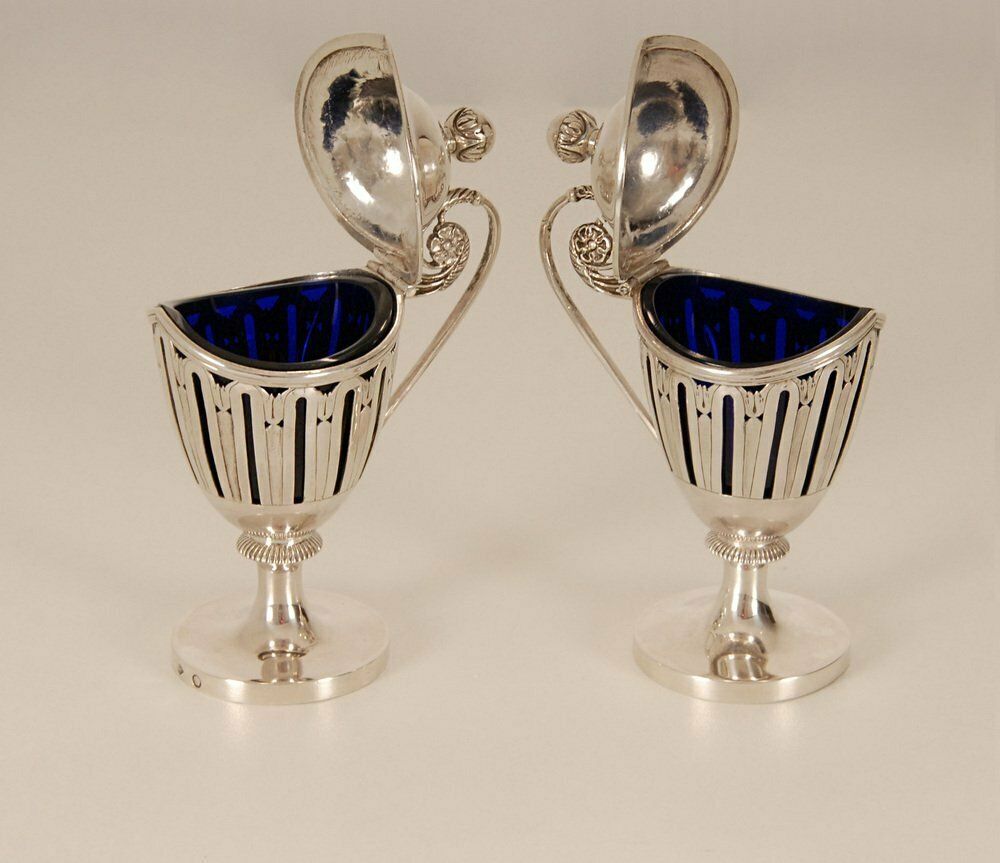 Home Decor Early 19th Century Sterling Silver French 1st Empire Napoleonic Mustard Pots, Set Of 2 photo