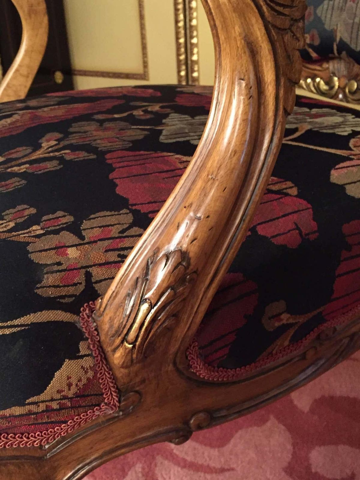 20th Century Neo Baroque Pair Of Armchairs, Solid Walnut photo buy