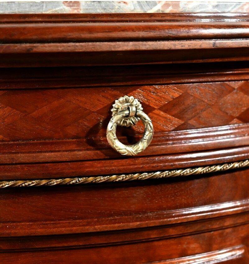 Mahogany Tambour Table, Maison Lalande, Louis XVI Style – Late 19th Century photo vintage