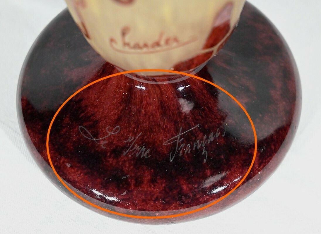 photo furniture Pair Of “French Glass” Vases, Signed Charder, Art Deco – 1920