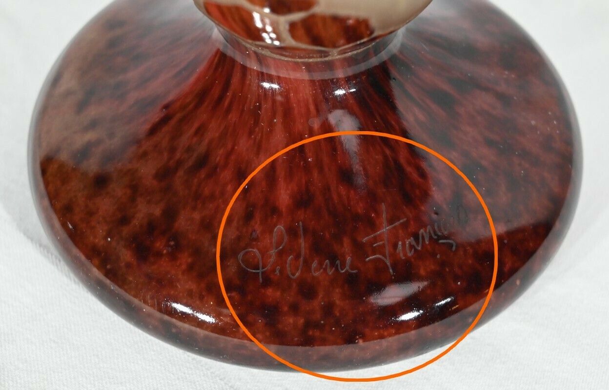 photo vintage Pair Of “French Glass” Vases, Signed Charder, Art Deco – 1920