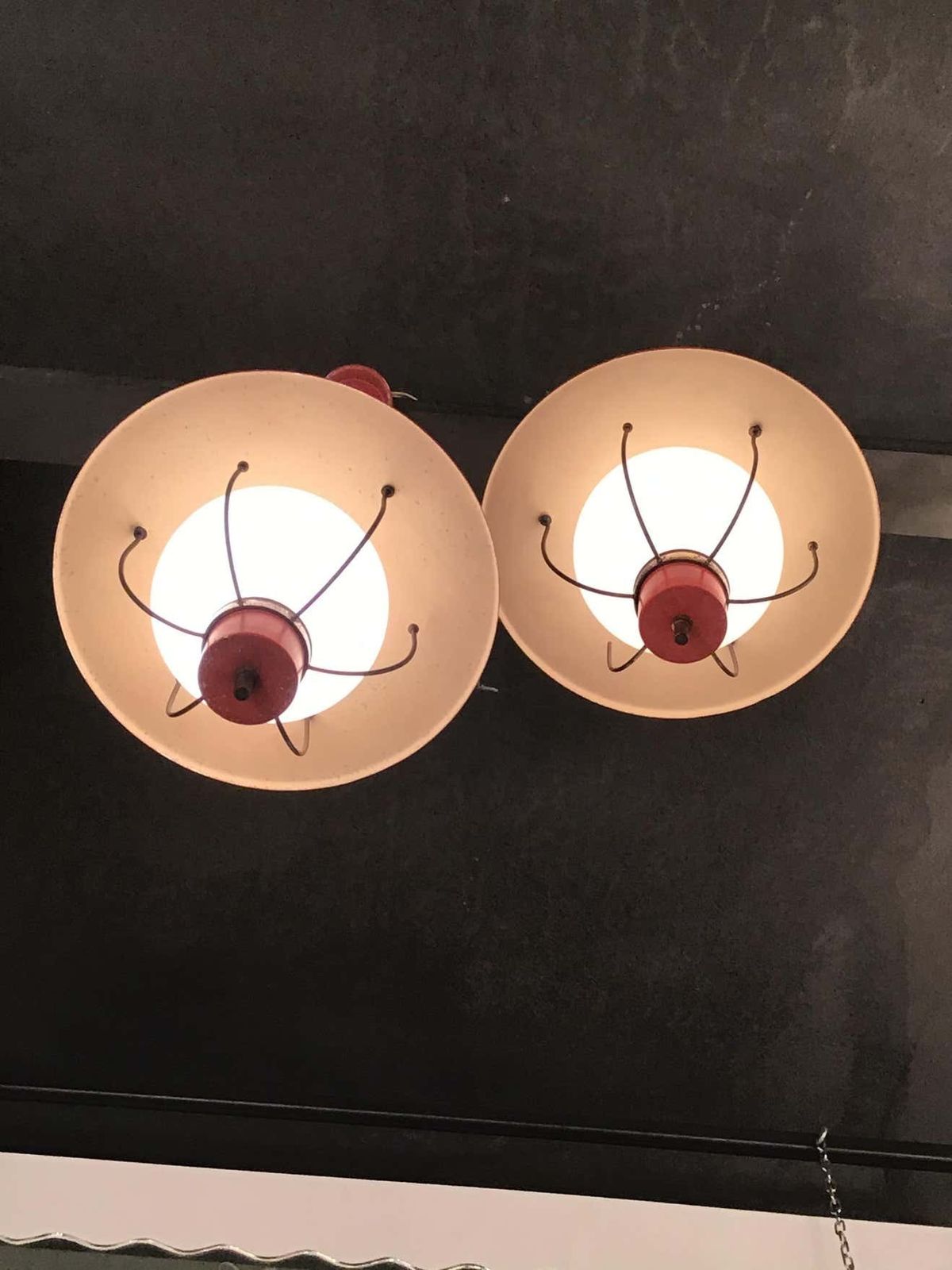 Stilnovo Couple Chandeliers Glass Metal Brass 1950 Italy photo Lighting