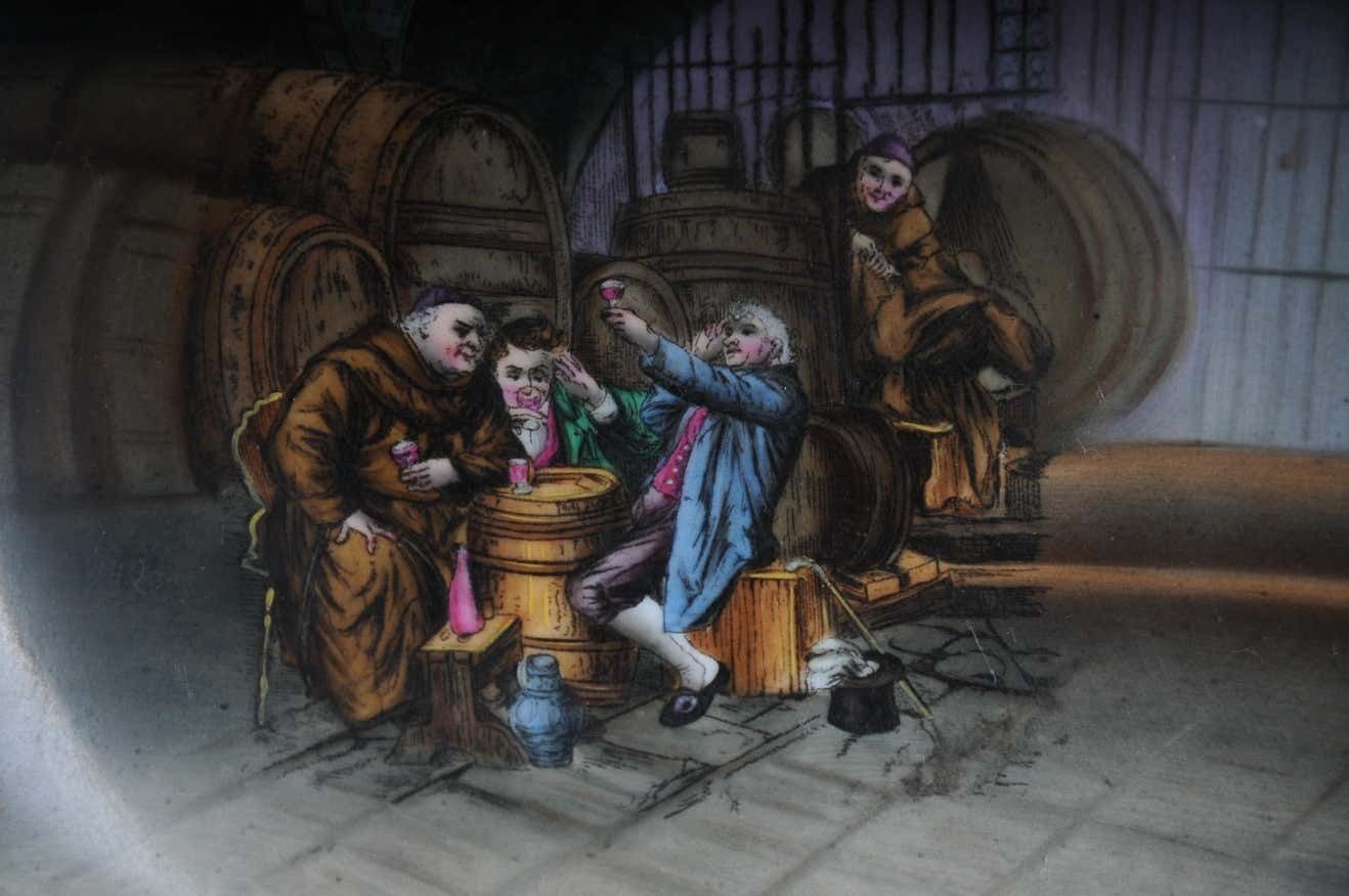 Art Rare Angel Relief Porcelain Painting Beer Cellar, 1890 photo