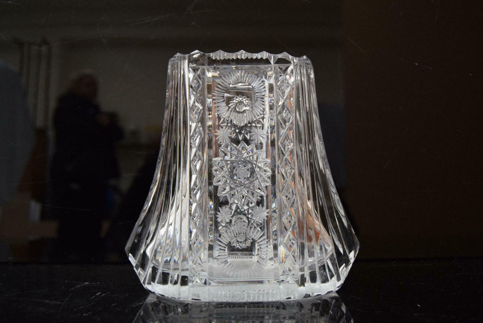 photo furniture Rare Vintage Vase,Cut Crystal Glass,Bohemia In The 1960's.