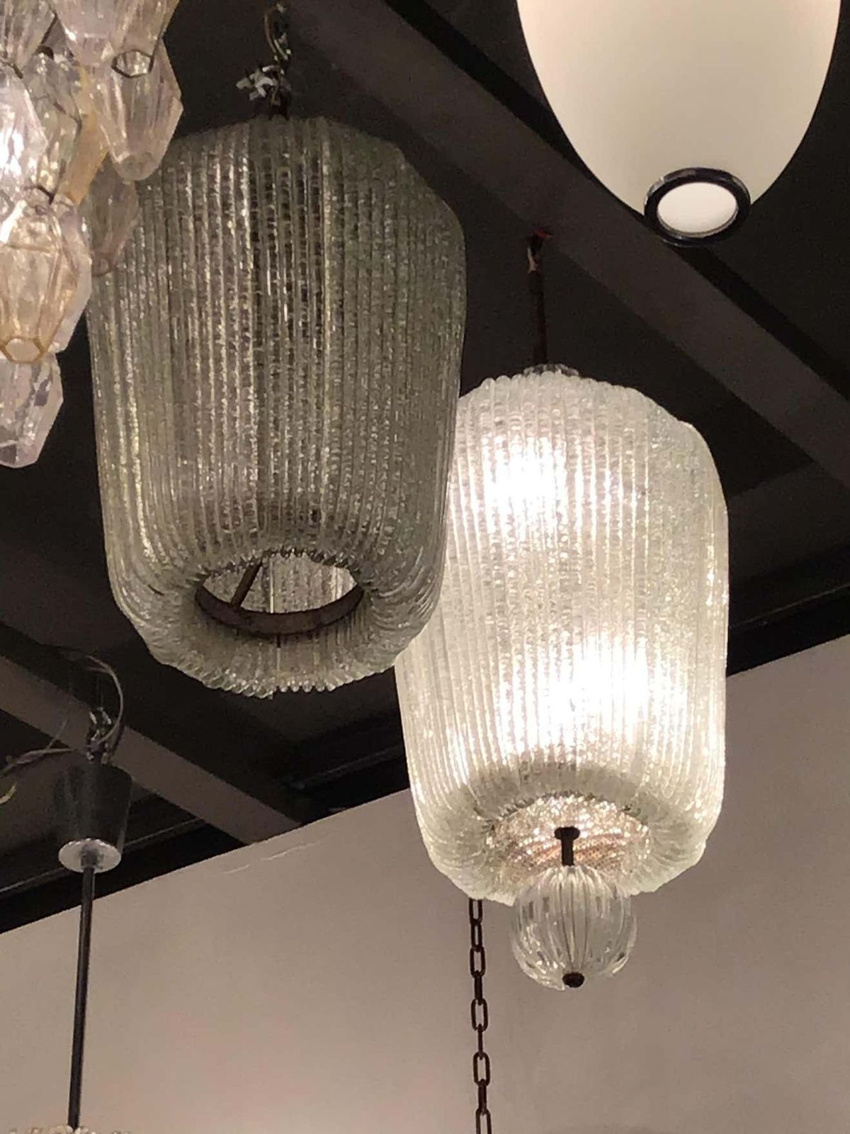 Venini Couple Chandeliers Murano Glass Iron Brass 1940 Italy photo buy