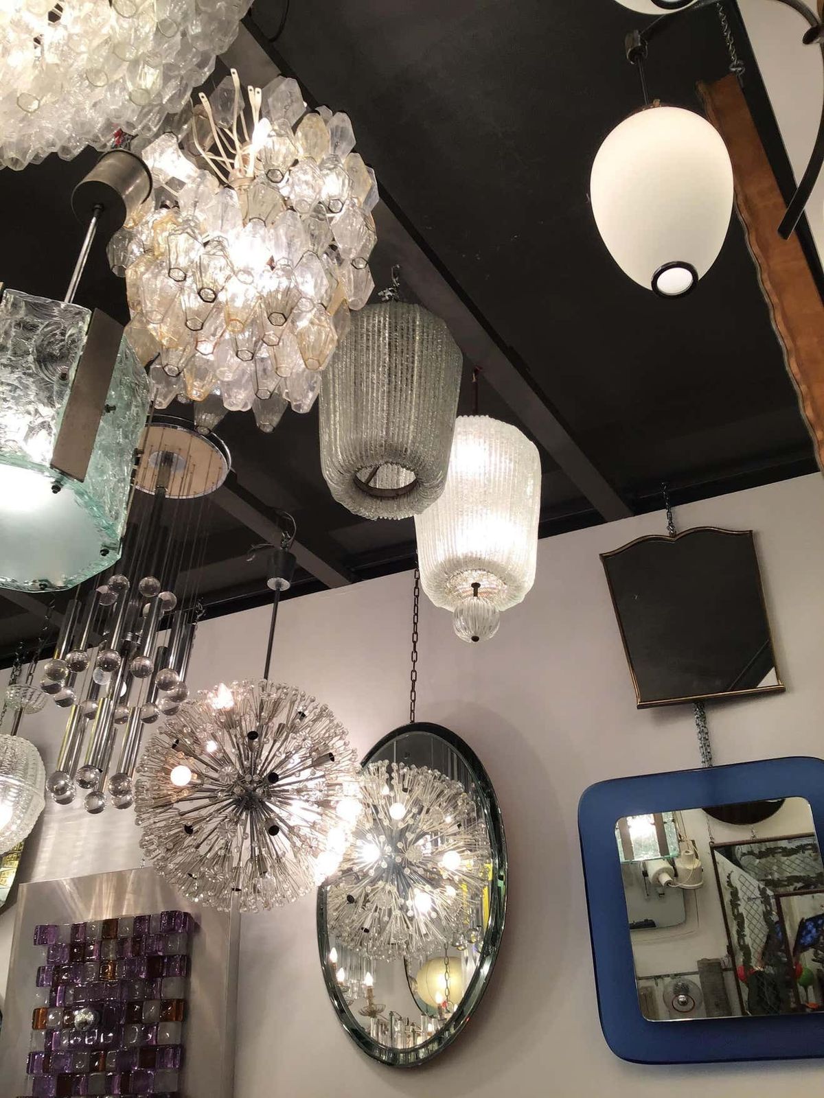 40466.0 Venini Couple Chandeliers Murano Glass Iron Brass 1940 Italy photo