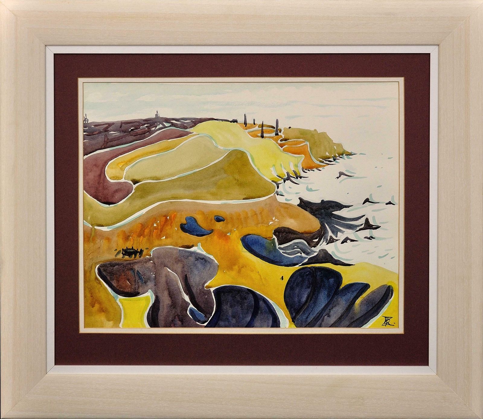 Rosemary Ziar 1919 To 2003. Cornish. The North Coast Of Cornwall, West Penwith. Framed 1970s Coastal Landscape Watercolour Painting.