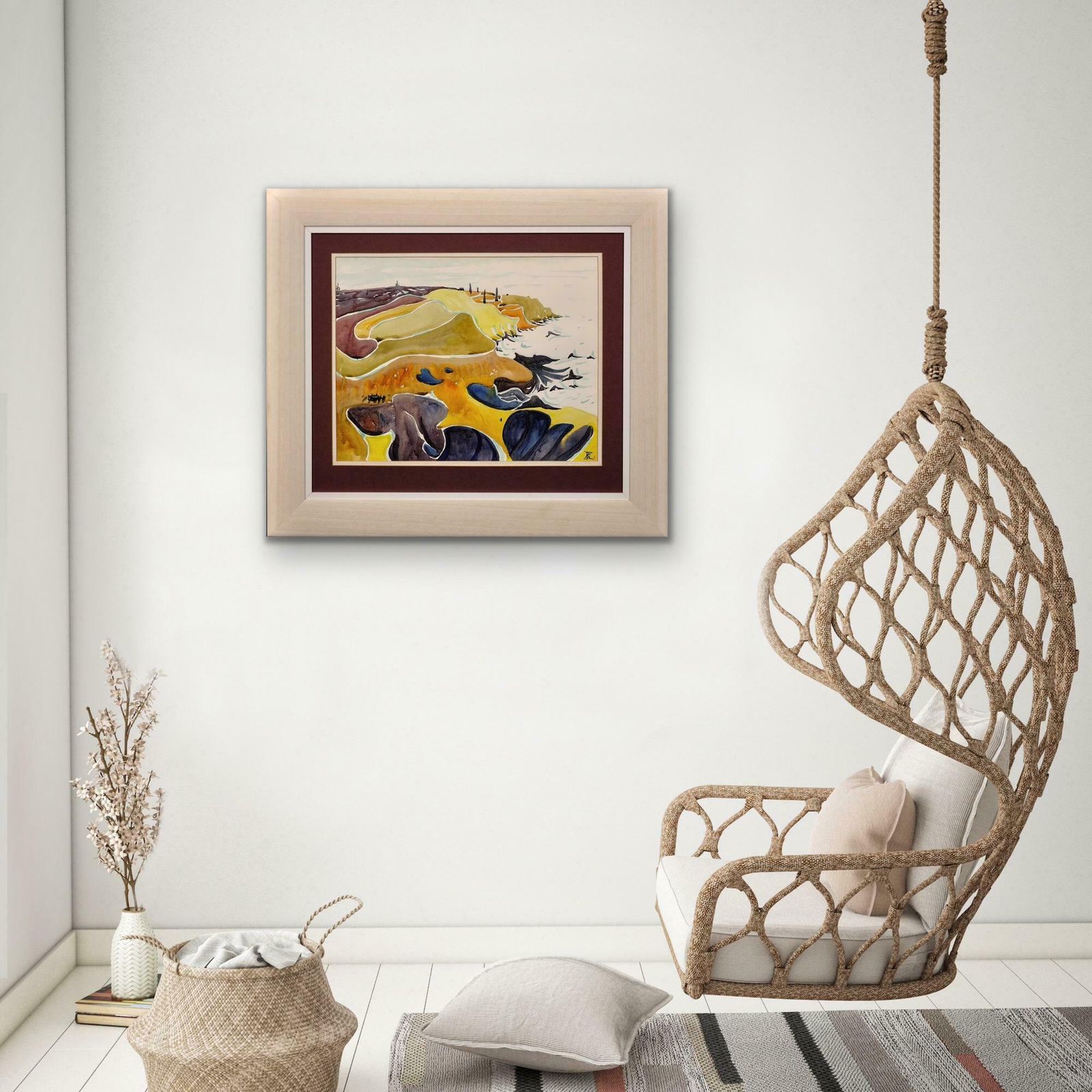 Rosemary Ziar 1919 To 2003. Cornish. The North Coast Of Cornwall, West Penwith. Framed 1970s Coastal Landscape Watercolour Painting. photo vinterior