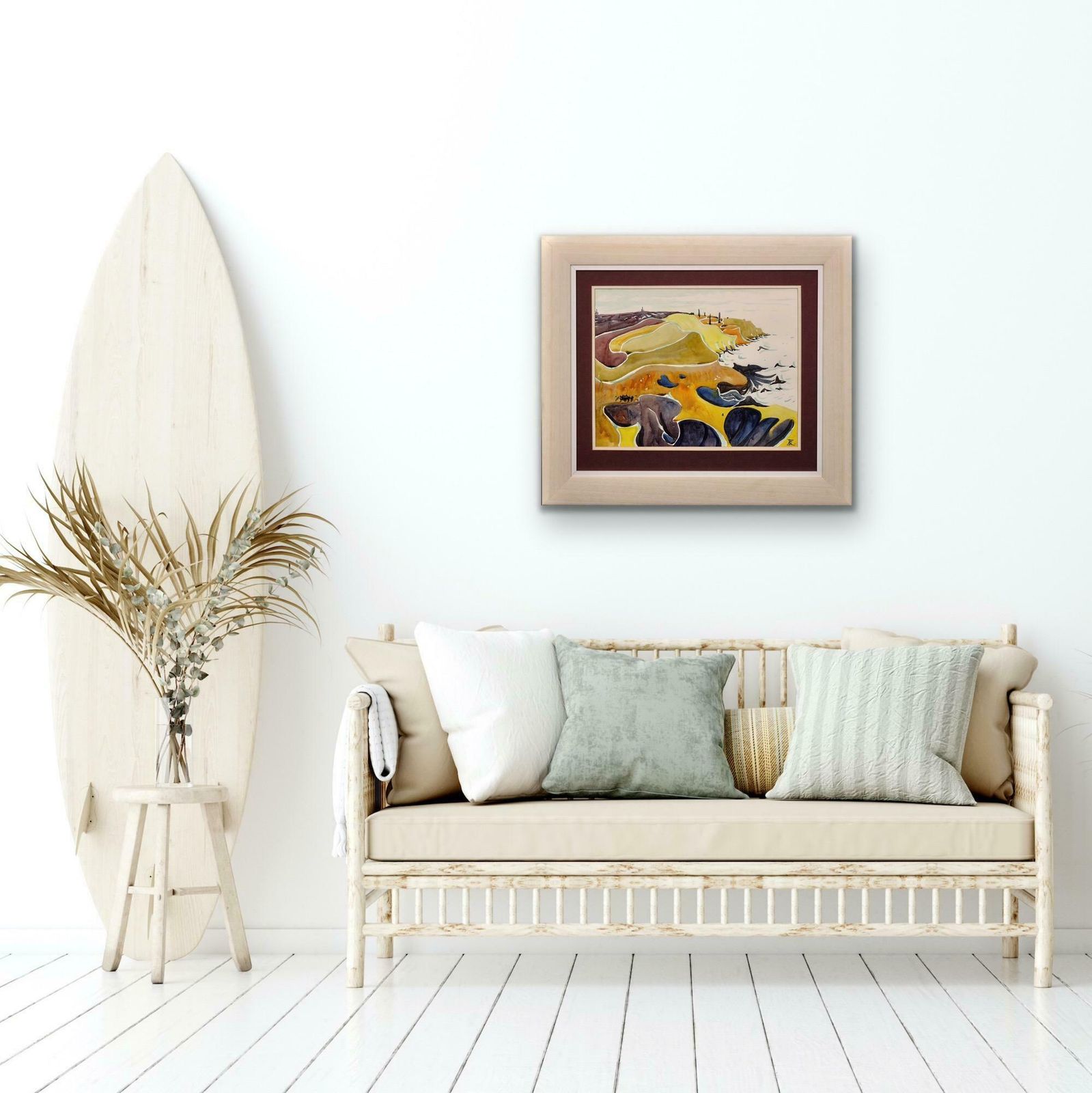 Rosemary Ziar 1919 To 2003. Cornish. The North Coast Of Cornwall, West Penwith. Framed 1970s Coastal Landscape Watercolour Painting. photo buy