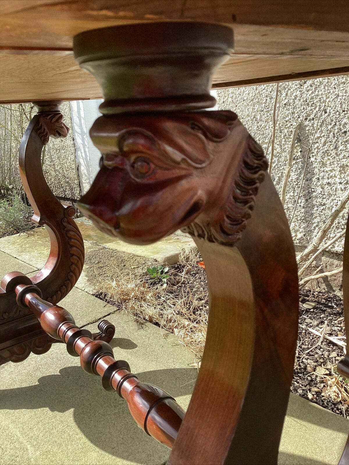 Early 19th C. Continental Biedermeier Mahogany Centre Table. Lyre. Dog Masks photo buy