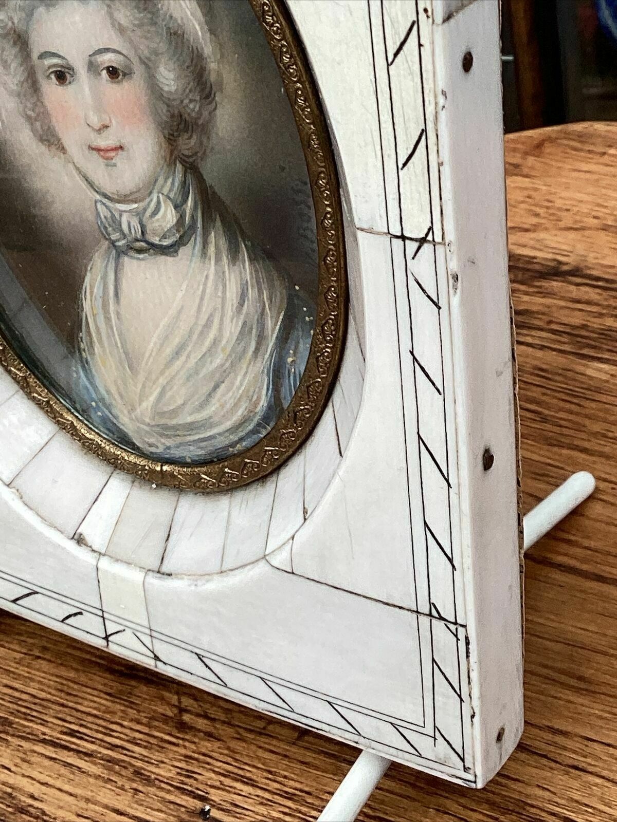 photo for sale C.1840 Domenico Bossi Oval Miniature Of Female Sitter In Décolleté Finery
