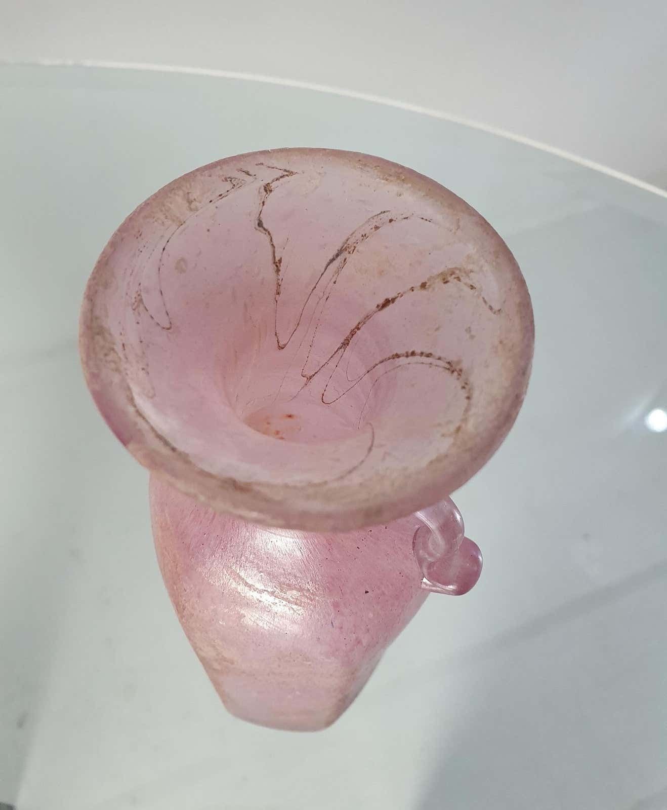 Pink Iridescent Scavo Vase Seguso Italy photo 650.0
