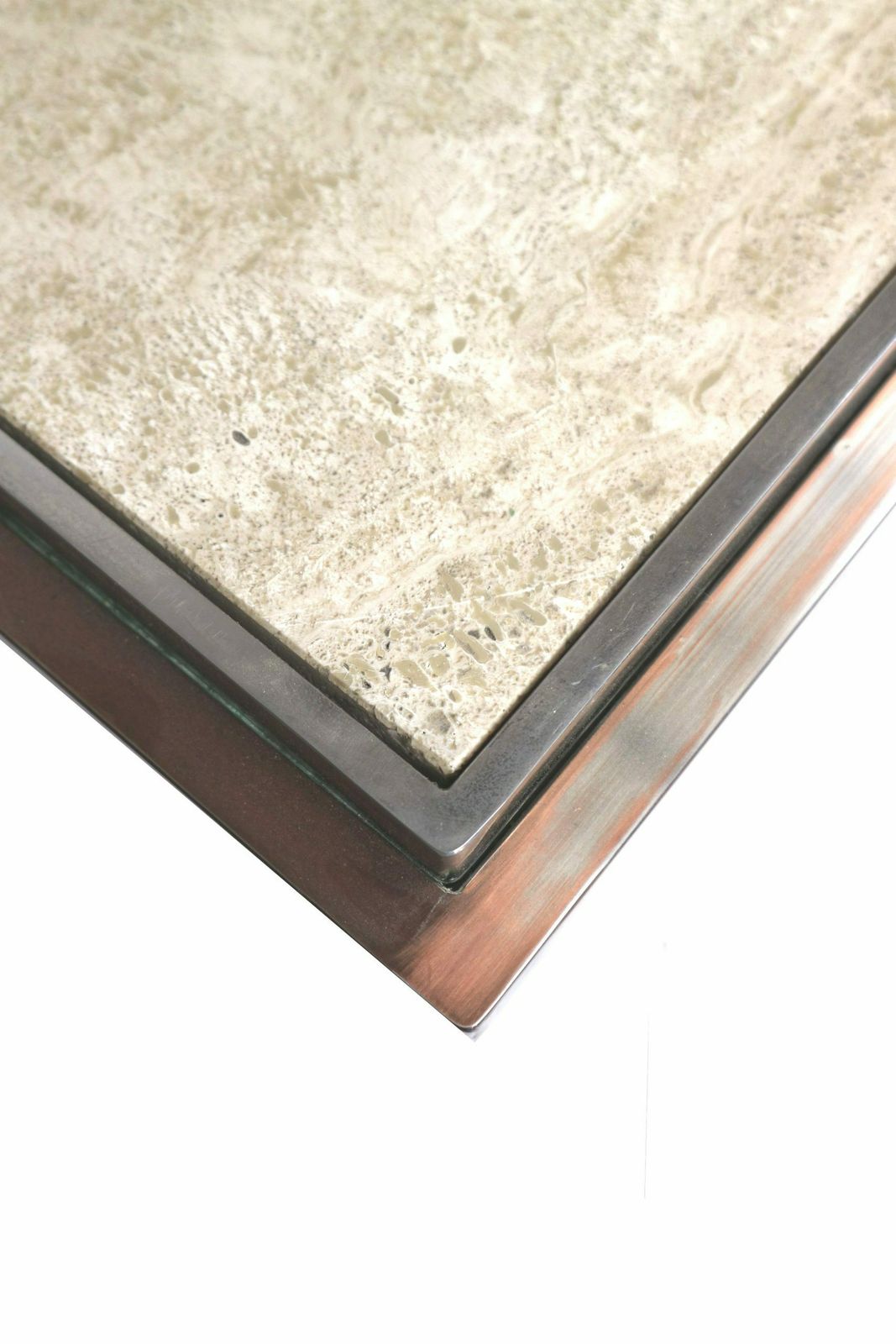 Set Of 2 Coffee Tables From Belgo Chrom With Travertine Top Made In The 1970s photo Furniture