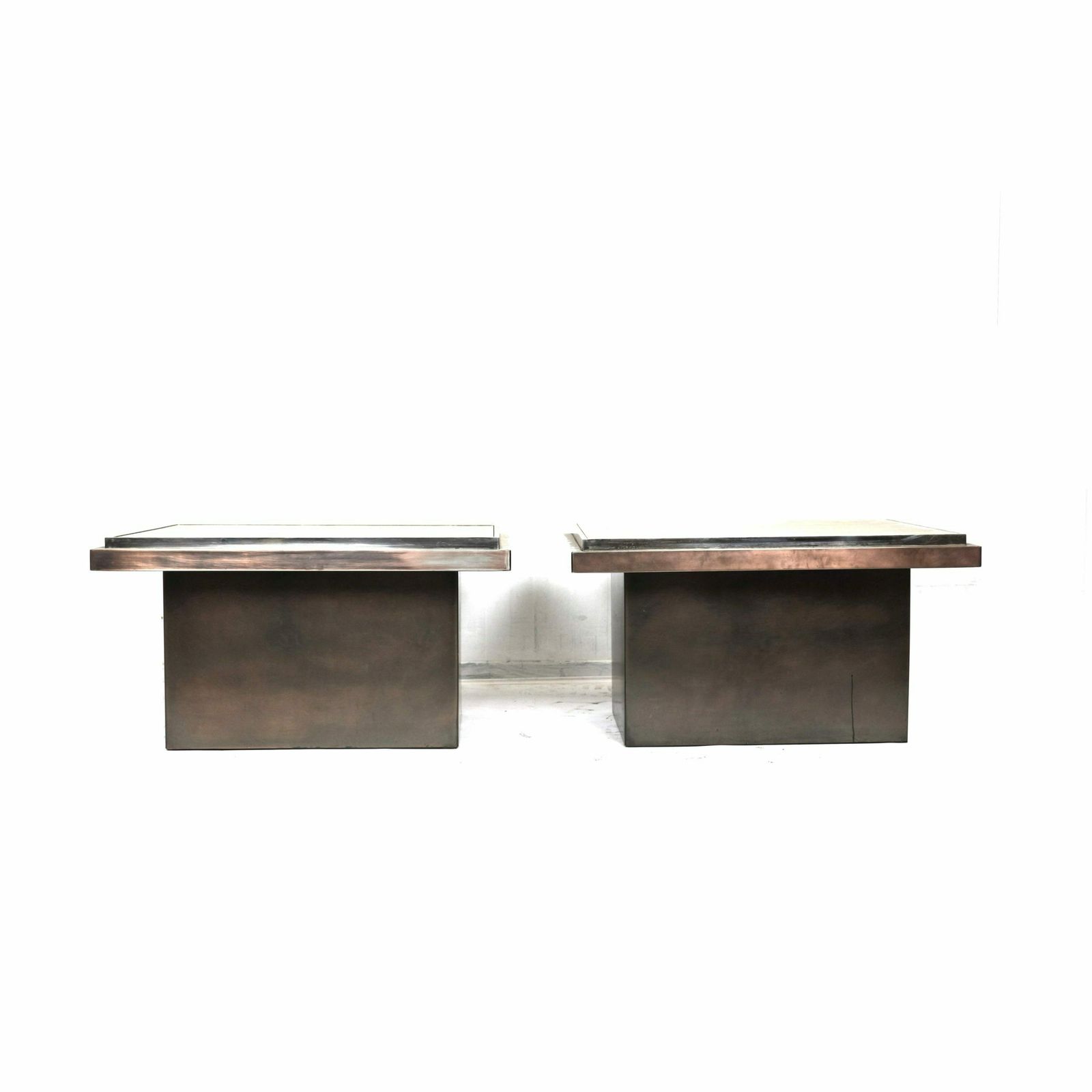 Set Of 2 Coffee Tables From Belgo Chrom With Travertine Top Made In The 1970s photo 1262.56