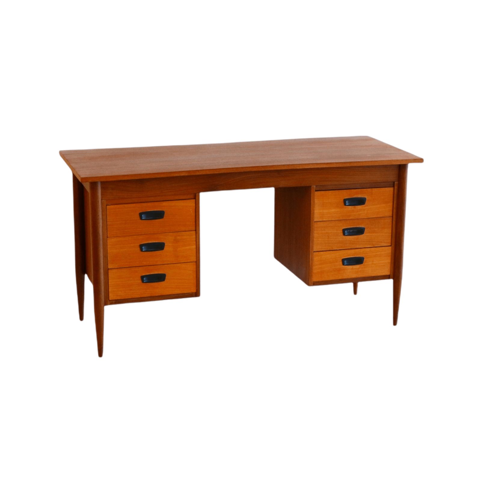 Vintage Teak Desk With 6 Drawers Made In The 60s photo for sale