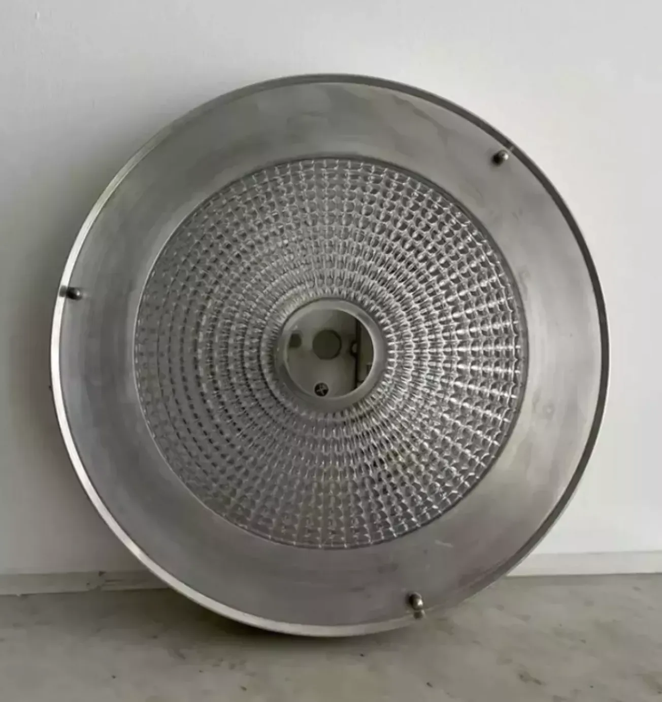 Vintage Ceiling Lamp In Metal And Pressed Molded Glass, France 1970 photo Lighting
