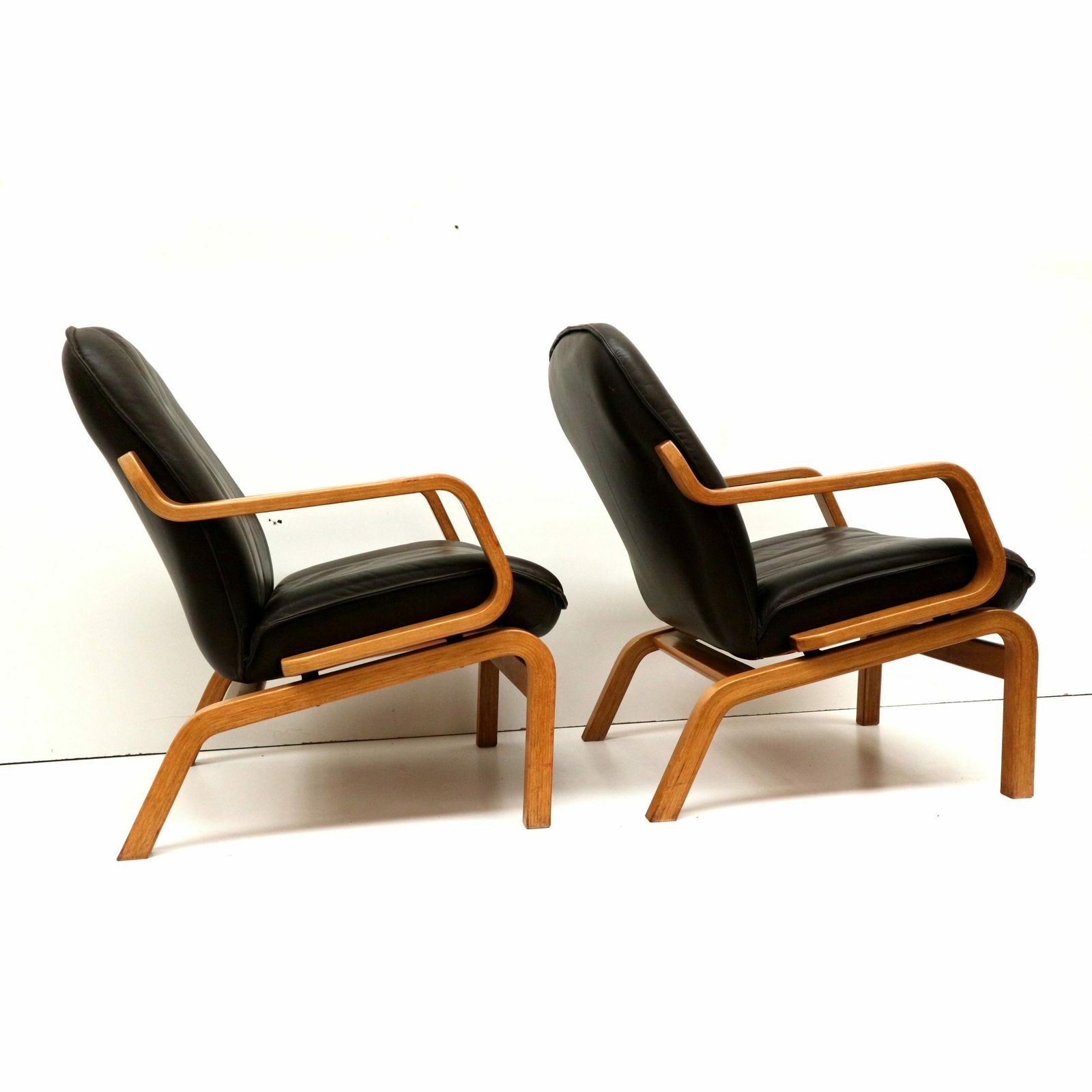 Set Of 2 Vintage Danish Armchairs With Leather Upholstery From The 1970s photo for sale