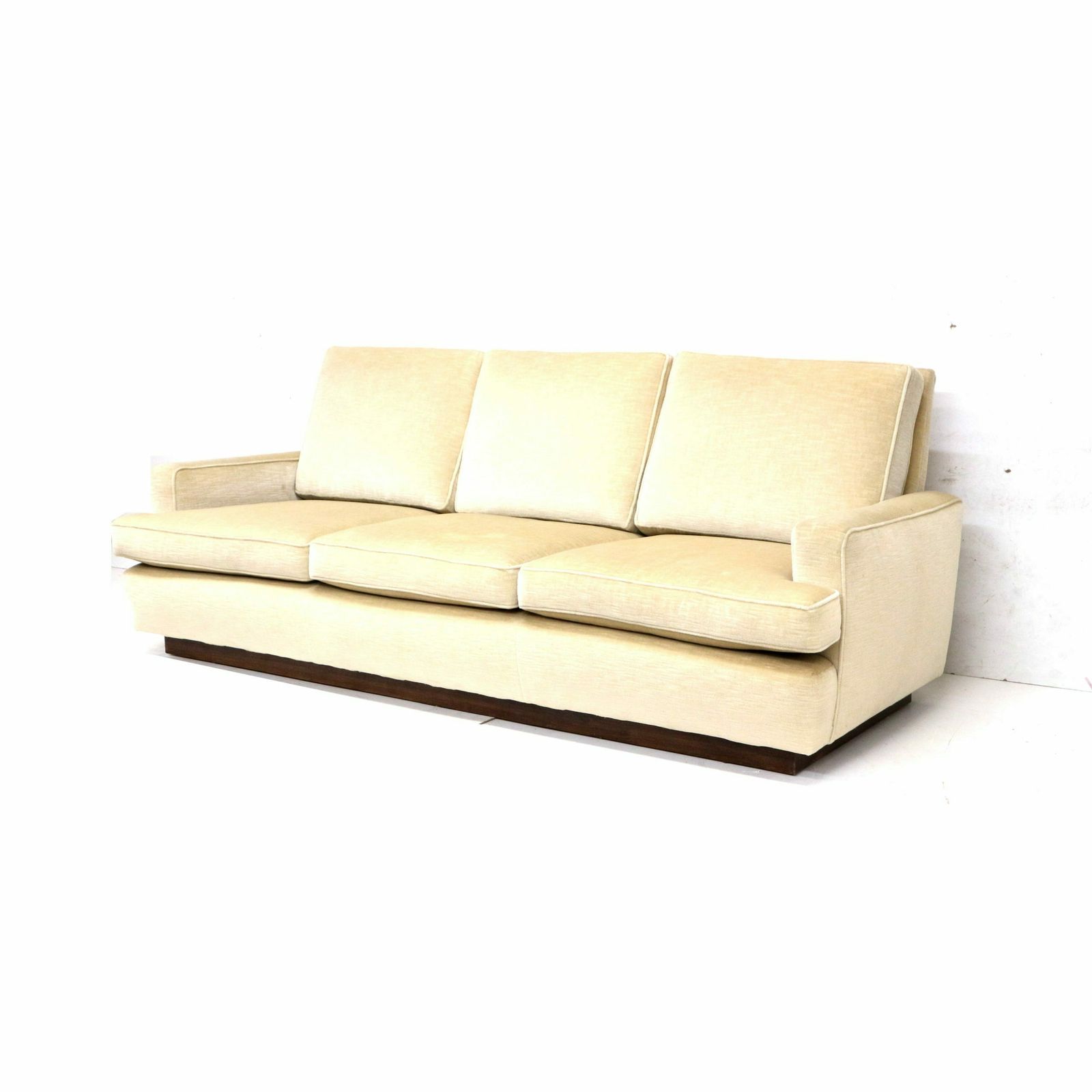 Vintage 3 Seater Sofa With Cream Velvet Upholstery From The 1970s