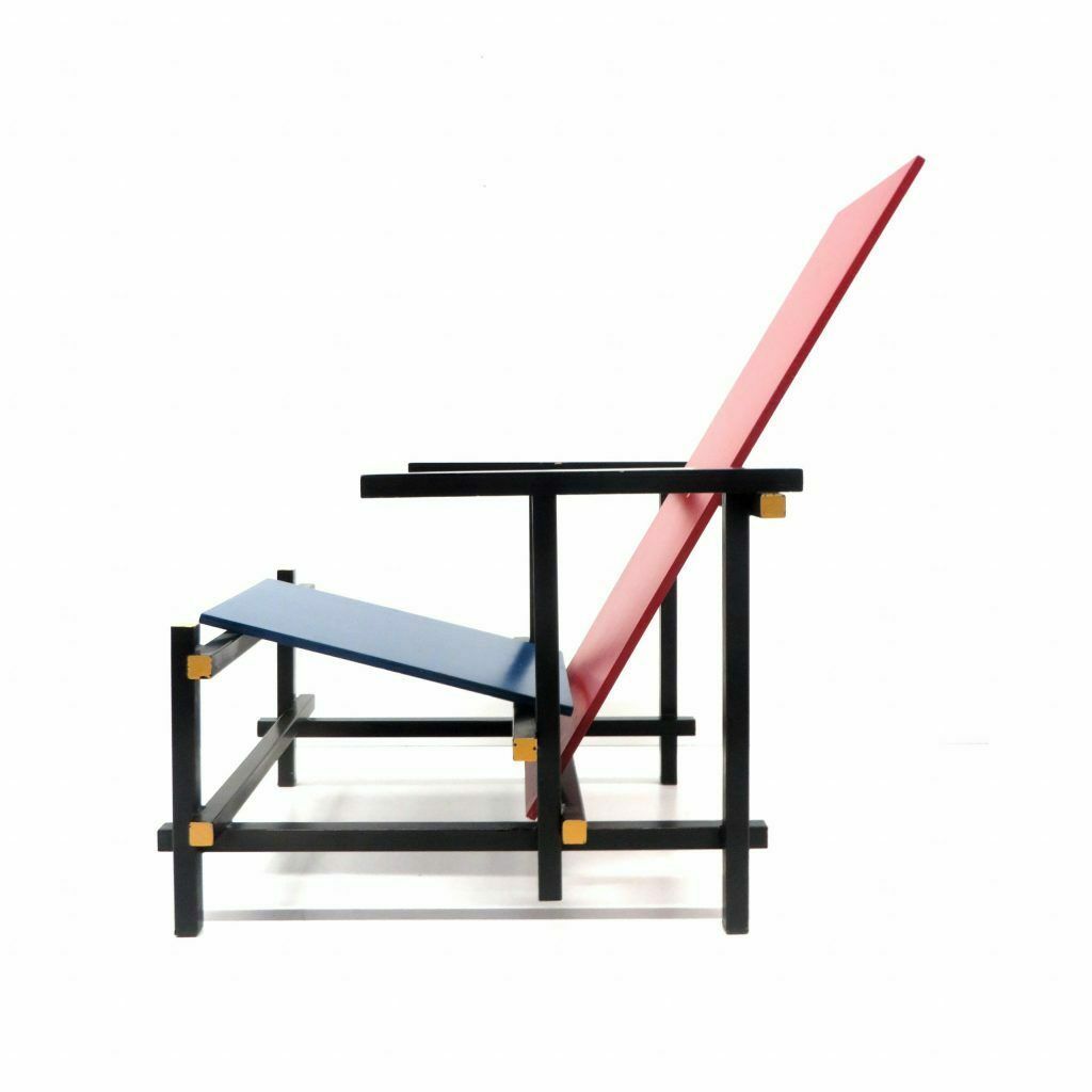 Professional Retro Replica 'Rietveld Chair' Red And Blue Armchair By Gerrit Rietveld
