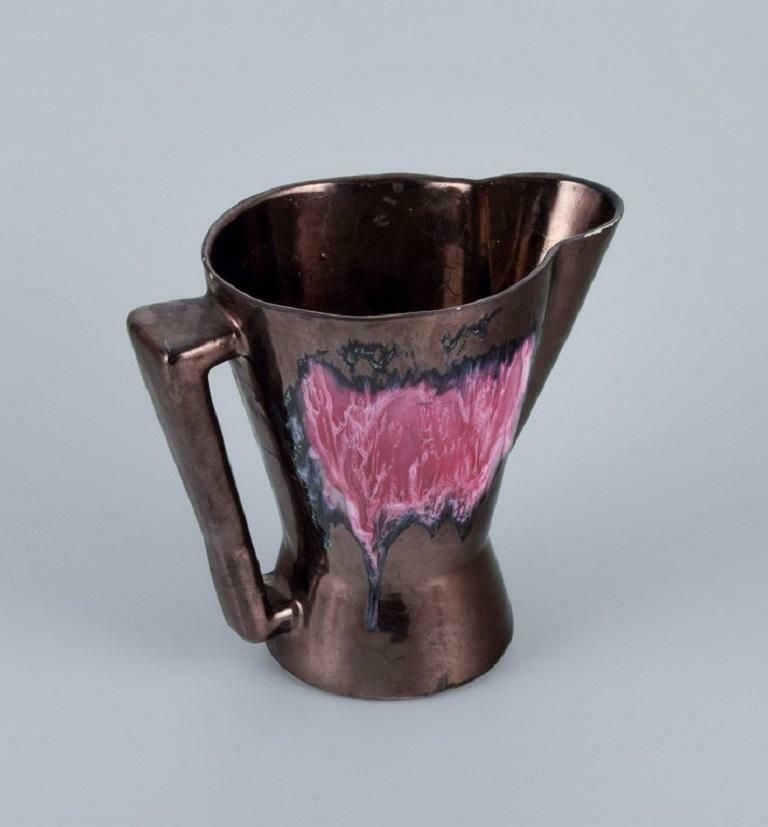 Vallauris, France, Ceramic Jug. Lustre Glaze. 1960/70s. photo furniture