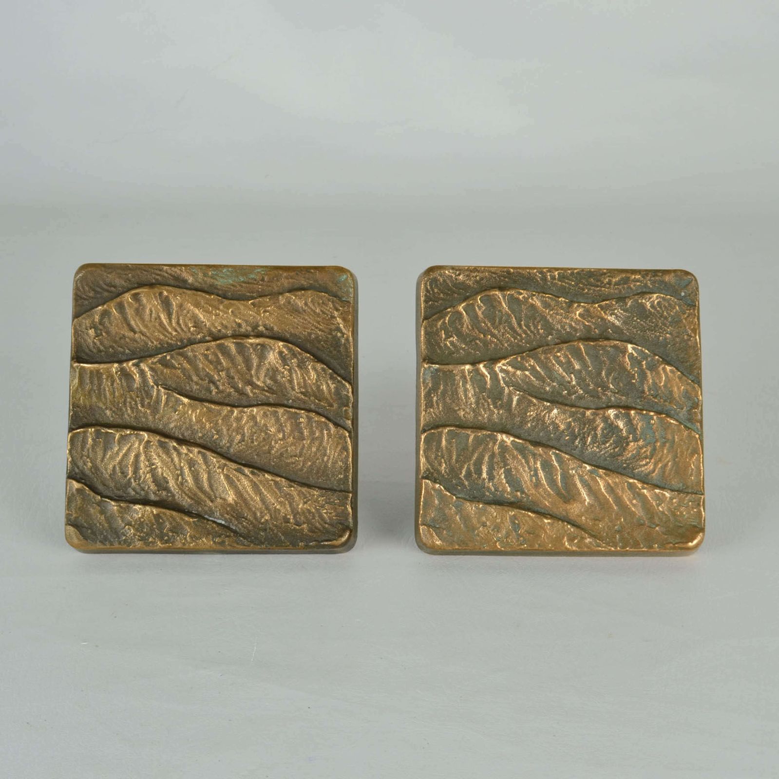 Pair Of Push Pull Door Handles In Bronze Relief Of Waves photo furniture