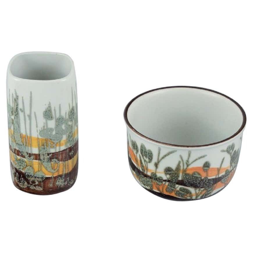 Ivan Weiss For Royal Copenhagen, Vase And Bowl In Faience, 1975 1984