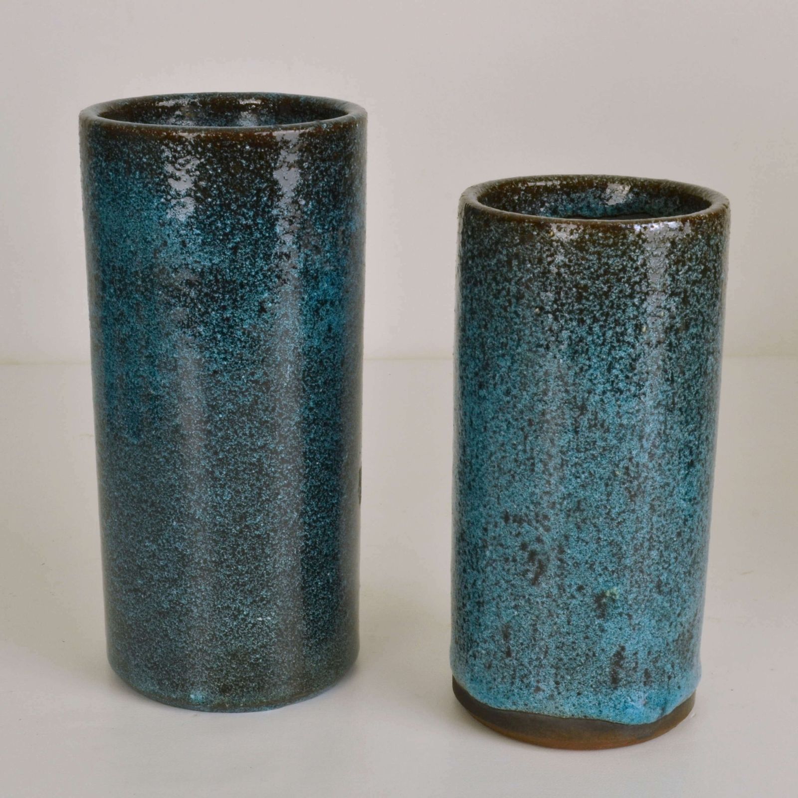 Set Of Ten Blue Ceramic Cylinder Vases By Groeneveldt photo buy