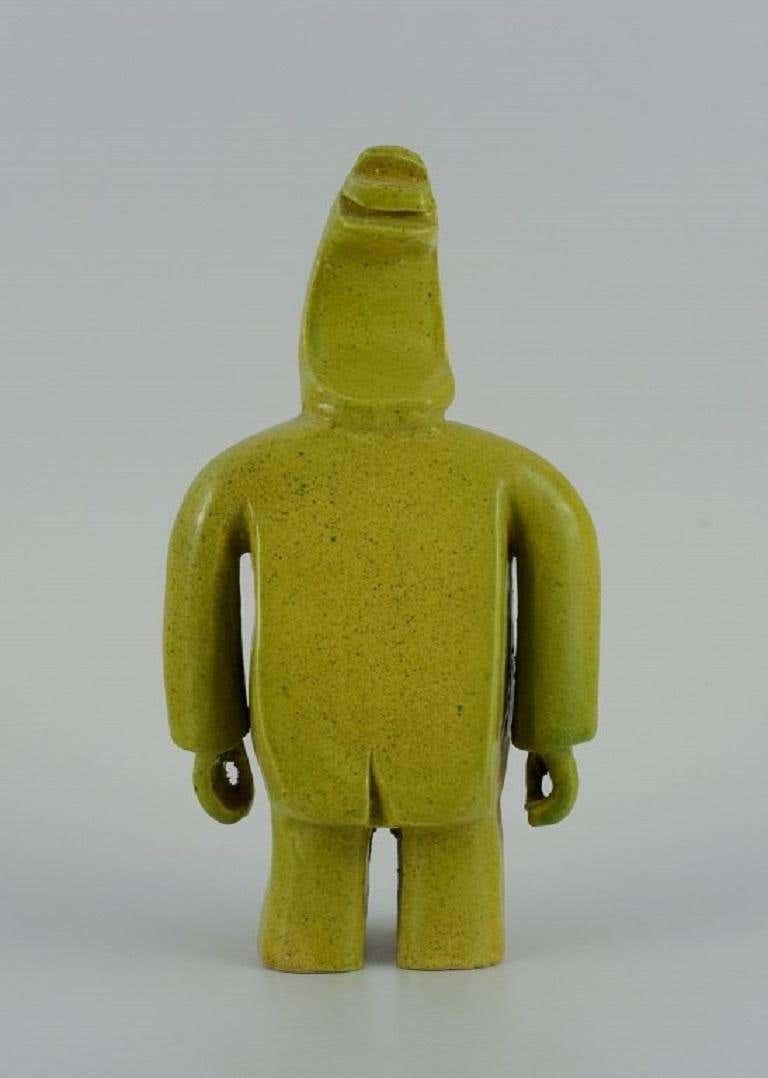 Bernard Lombot, French Ceramist, Unique Ceramic Sculpture, Standing Green Man photo Home Decor