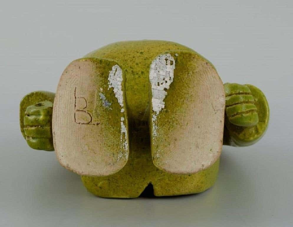 Bernard Lombot, French Ceramist, Unique Ceramic Sculpture, Standing Green Man photo buy