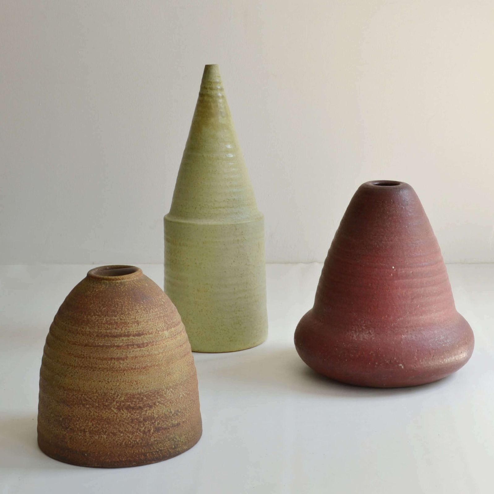 Sculptural 1980's Studio Pottery Vase In Sage Green photo Home Decor