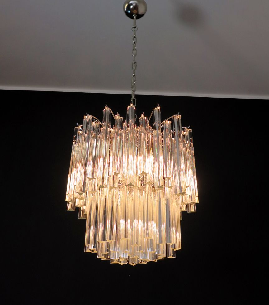 Vintage Murano Chandelier – 107 Trasparent Prism Triedri photo vinterior