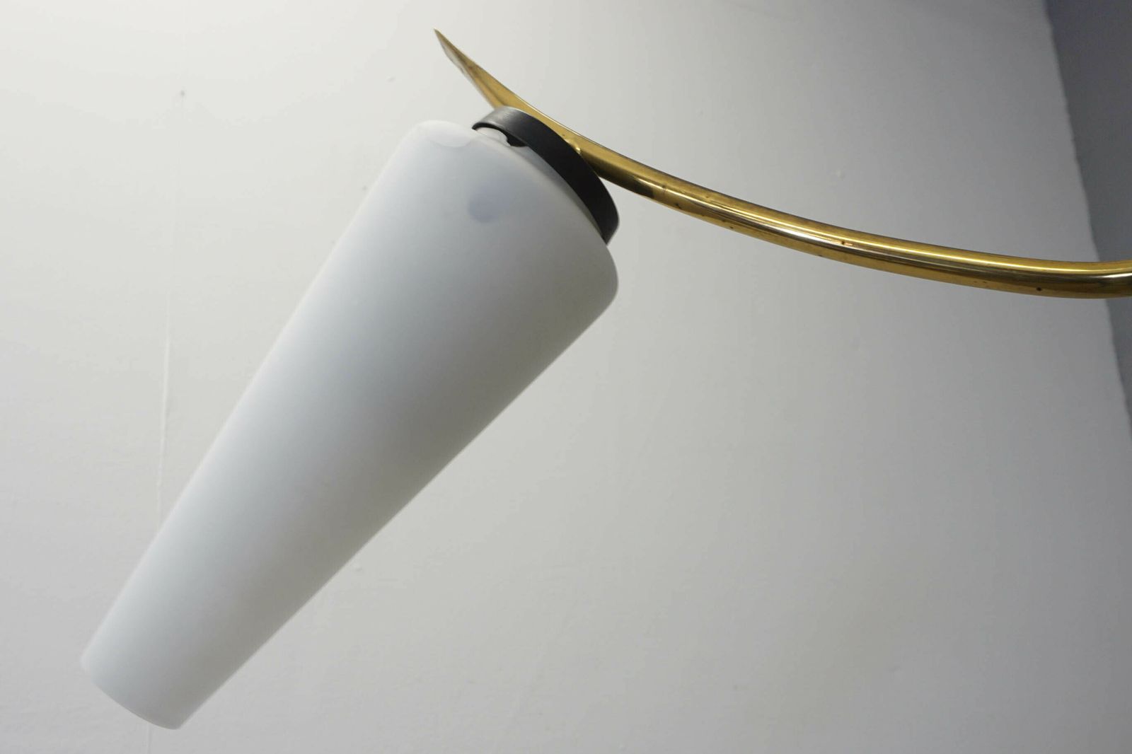 French Mid Century Pendant Light With Frosted Glass Tulip Shades photo Lighting
