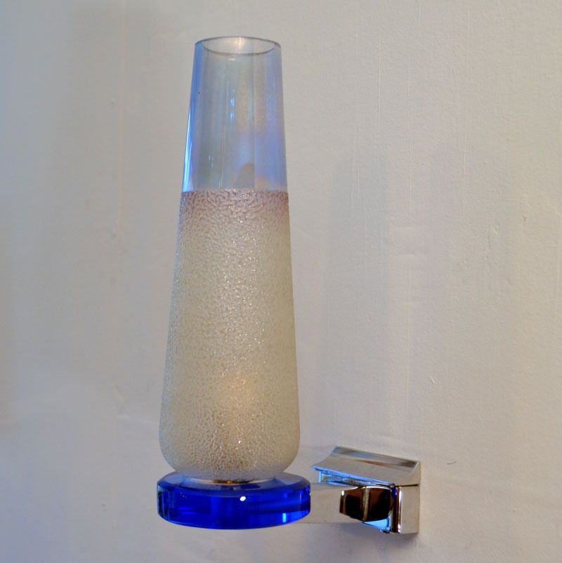 photo for sale 1960s Italian Bathroom Set In Blue Glass And Chrome Attributed To Fontana Arte