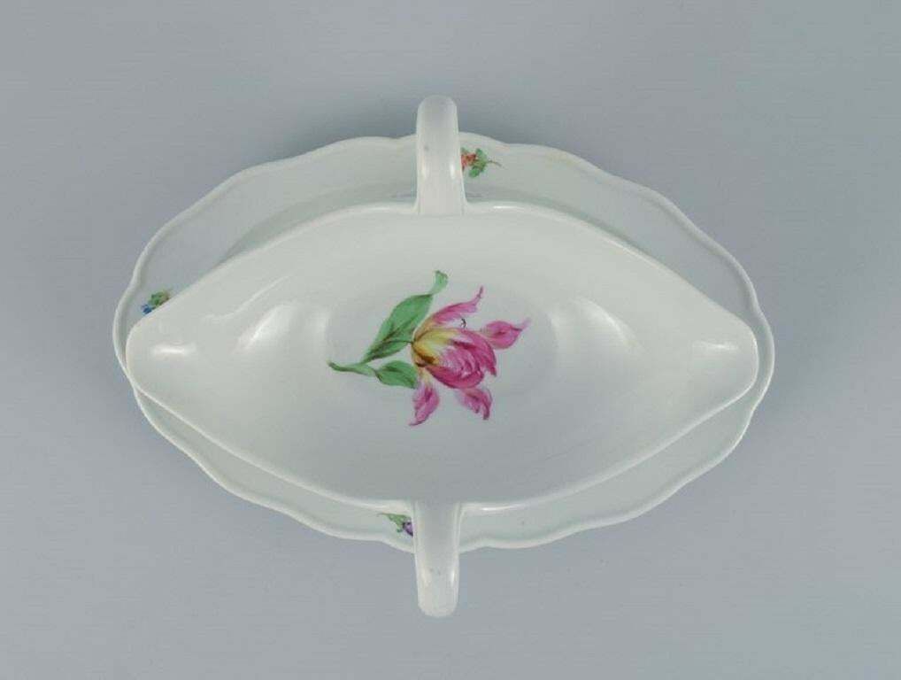 Meissen Germany Porcelain Sauce Boat On Foot With Floral Motifs photo Home Decor